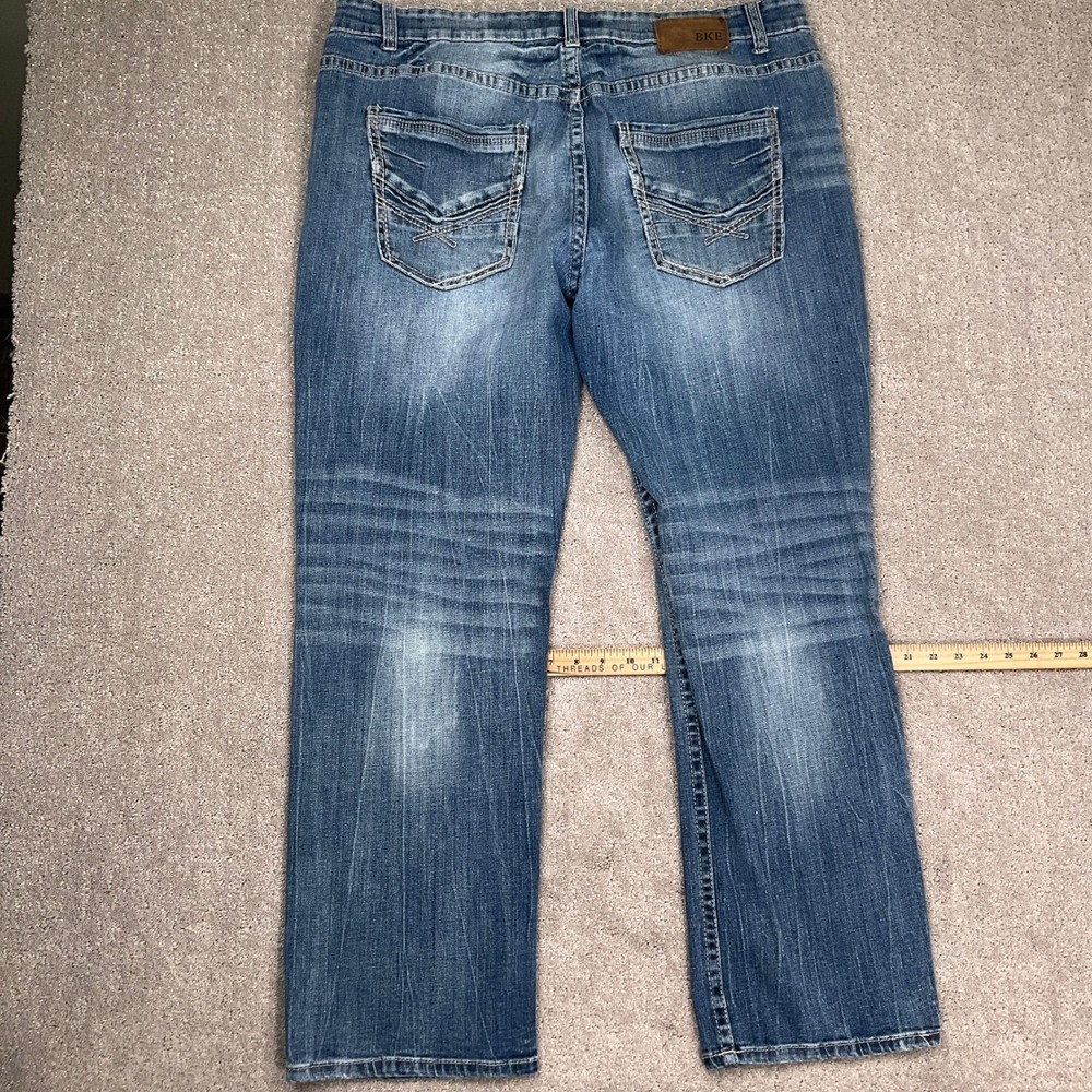 BKE Tyler Jeans Mens 42R Blue Whisker Straight Leg Y2K Rock Casual Stretch Denim - Picture 11 of 12